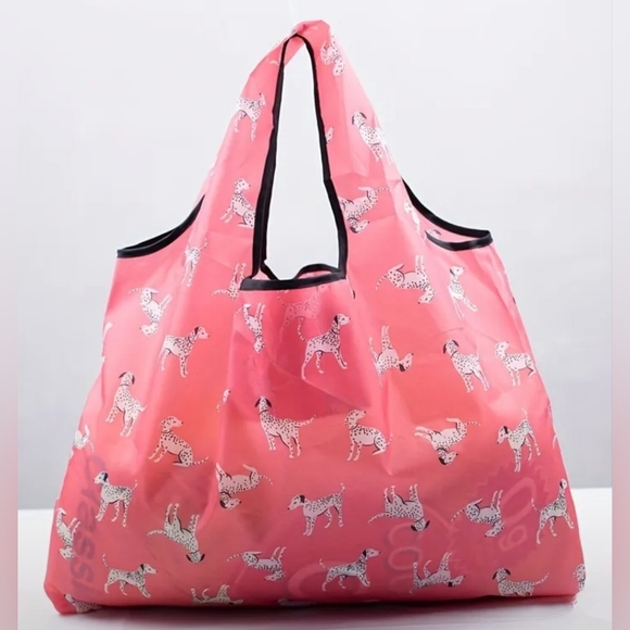 Unbranded Handbags - Oversized Large Pink Dalmatian Foldable Shopper Tote with storage pouch New